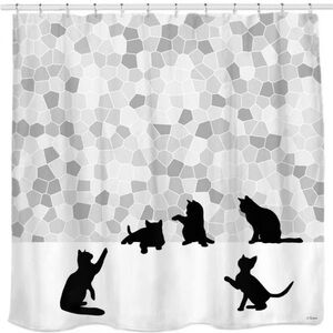 Black Cat Silhouette Shower Curtain